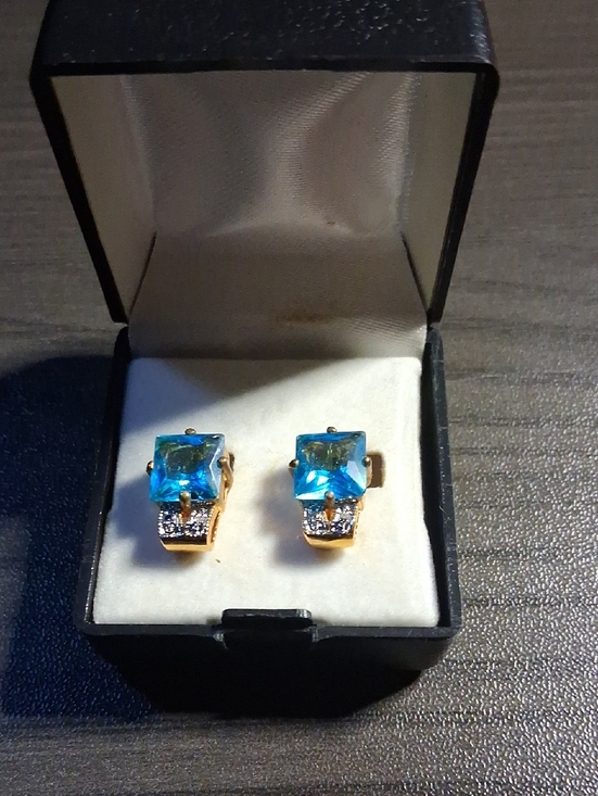 Jewelry - Blue Square Crystal Clip-On Earrings - Unbranded